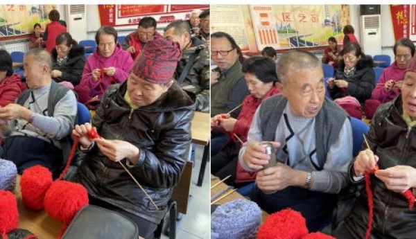 香山街道残联对残疾人进行生活技能培训——编织