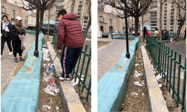 大手拉小手——美然动力社区开展美化家园亲子活动